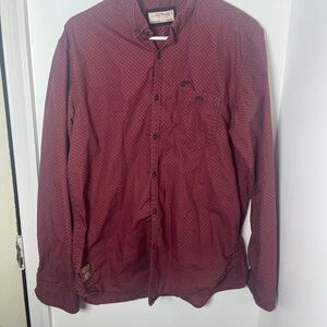 Ed Hardy Men’s Button Down Shirt Red Patterned Long Sleeve Size Large